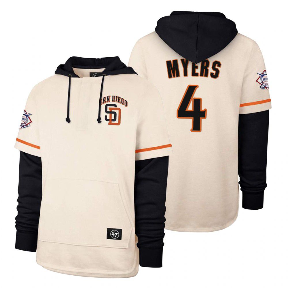 Men San Diego Padres #4 Myers Cream 2021 Pullover Hoodie MLB Jersey->san francisco giants->MLB Jersey